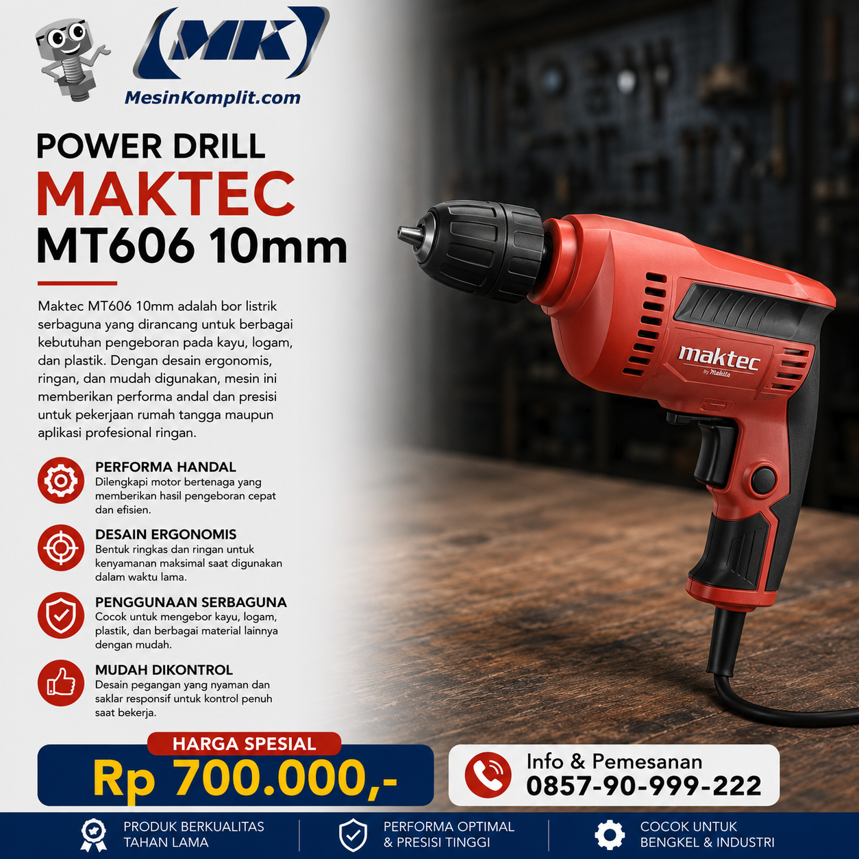 Bor Tangan 10mm (PWT...